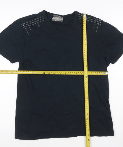 River Island Women's Black V-Neck Cotton T-Shirt Medium