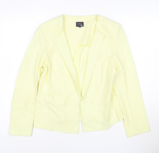 Marks and Spencer Women’s Yellow Blazer Size 10 Regular Fit Single-Breasted Cotton Blend Jacket
