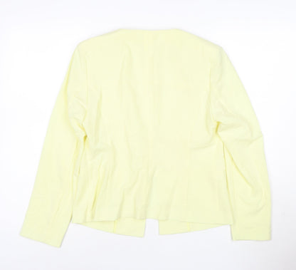 Marks and Spencer Women’s Yellow Blazer Size 10 Regular Fit Single-Breasted Cotton Blend Jacket