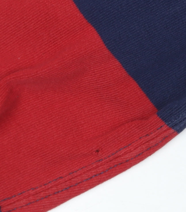 Ralph Lauren Men's Red Navy Striped Long Sleeve Polo Shirt Size L
