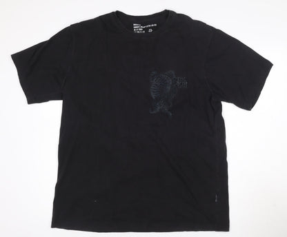 Maharishi Men's Black Organic Cotton XL Embroidered Tiger T-Shirt
