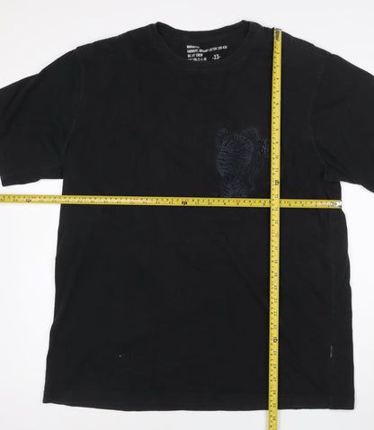 Maharishi Men's Black Organic Cotton XL Embroidered Tiger T-Shirt