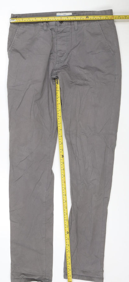 Next Men’s Grey Regular Fit Chino Trousers 33W 32L Cotton Stretch