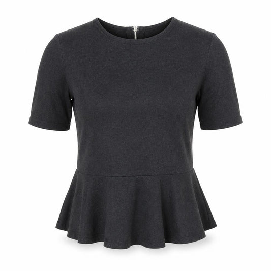 GAP Women’s Black XS Petite Peplum Cotton Short Sleeve Blouse