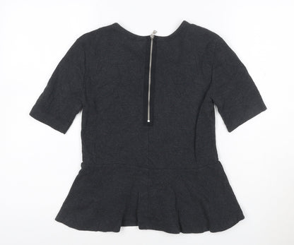 GAP Women’s Black XS Petite Peplum Cotton Short Sleeve Blouse