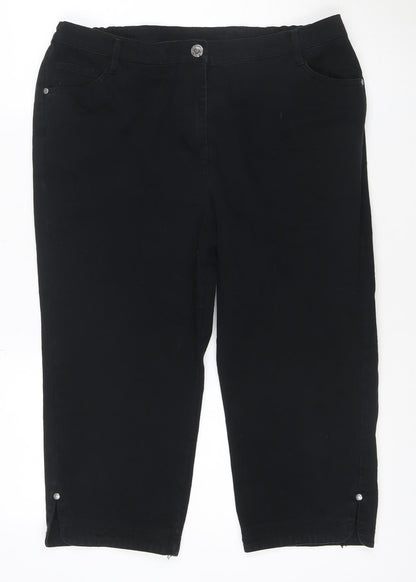 BM Casual Womens Black Cropped Stretch Jeans Size 14
