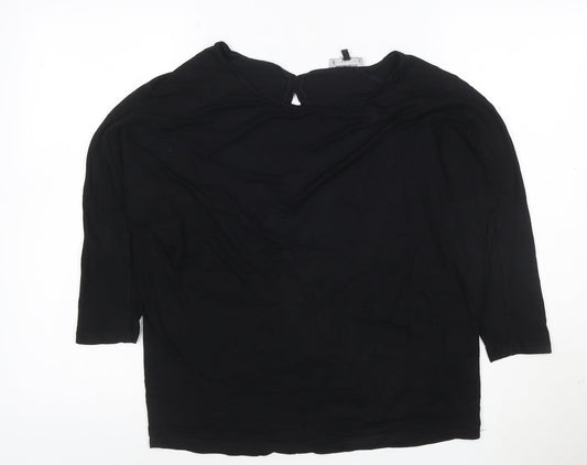 Warehouse Women's Black 3/4 Sleeve Viscose Blouse UK 8