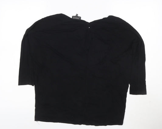 Warehouse Women's Black 3/4 Sleeve Viscose Blouse UK 8