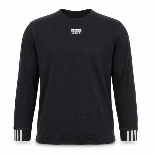 Front view of Adidas Men's Black Pullover Sweatshirt M Logo Graphic Cotton
