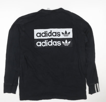 Adidas Men's Black Pullover Sweatshirt M Logo Graphic Cotton