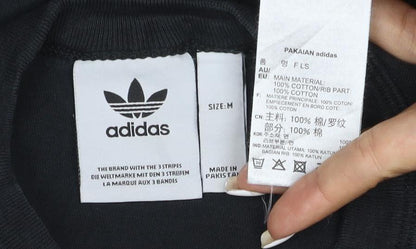 Adidas Men's Black Pullover Sweatshirt M Logo Graphic Cotton
