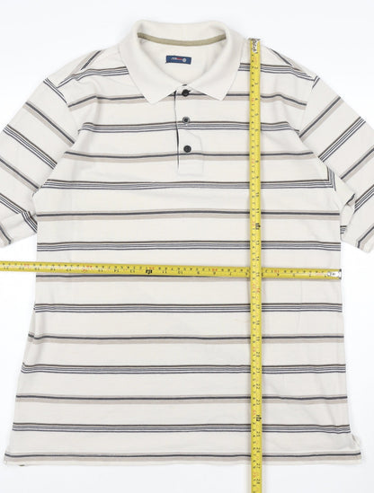 West Rock Men's Beige Striped Polo Shirt Size L Cotton Blend