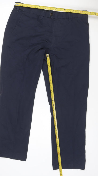 Marks and Spencer Men's Blue Chino Trousers 36W 29L Cotton Blend