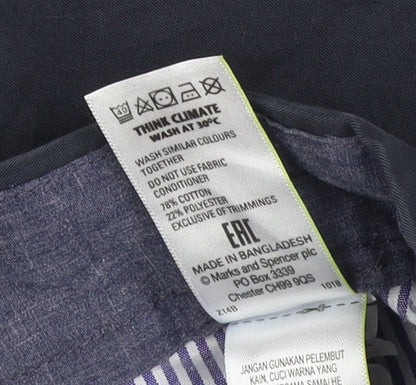 Marks and Spencer Men's Blue Chino Trousers 36W 29L Cotton Blend