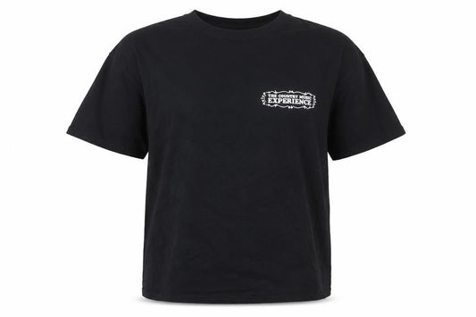 Front view of Fruit of the Loom unisex black country music experience t-shirt, size L