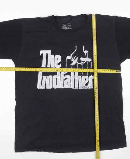 The Godfather Men's Black Cotton Graphic Print T-Shirt Size L