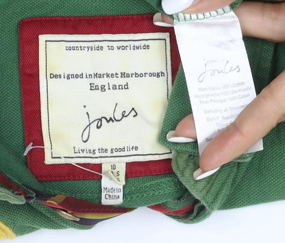 Joules Women's Green Polo Shirt Size 10 Short Sleeve Cotton