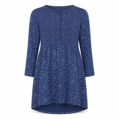 Fat Face Women Blue Long Sleeve Hi-Low Cotton Blend Casual Dress UK 10