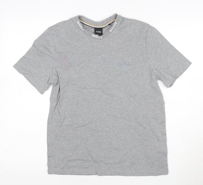 BOSS Men's Grey Regular Fit Short Sleeve Cotton T-Shirt M