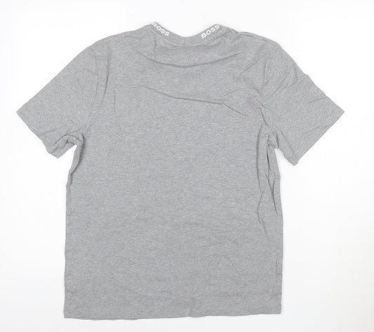 BOSS Men's Grey Regular Fit Short Sleeve Cotton T-Shirt M