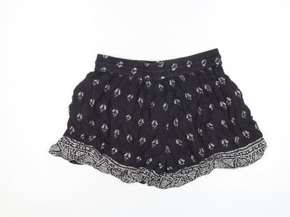 Fat Face Women’s Black Viscose Paperbag Shorts Size 12 Bohemian Floral