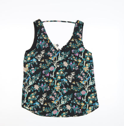 Oasis Women Black Floral Lace Trim Camisole Top Size 12