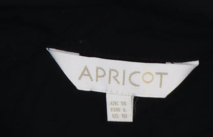 Apricot Women's Black Size 16 Shirt Dress Collared Stretch Viscose