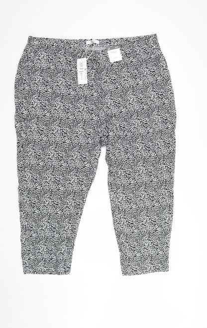 Marks and Spencer Womens Black Animal Print Cropped Trousers Size 24