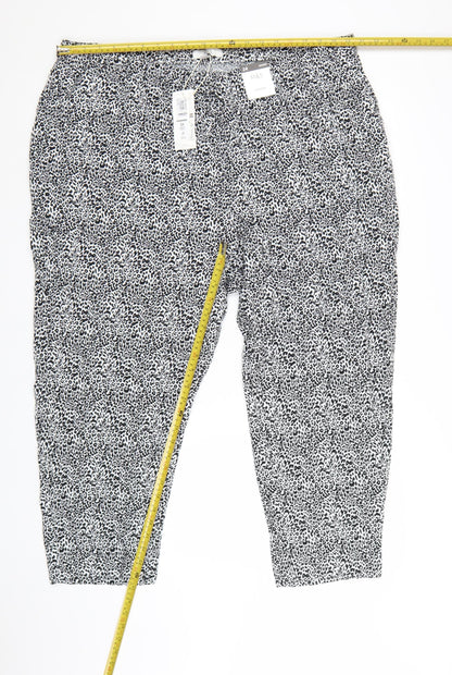 Marks and Spencer Womens Black Animal Print Cropped Trousers Size 24