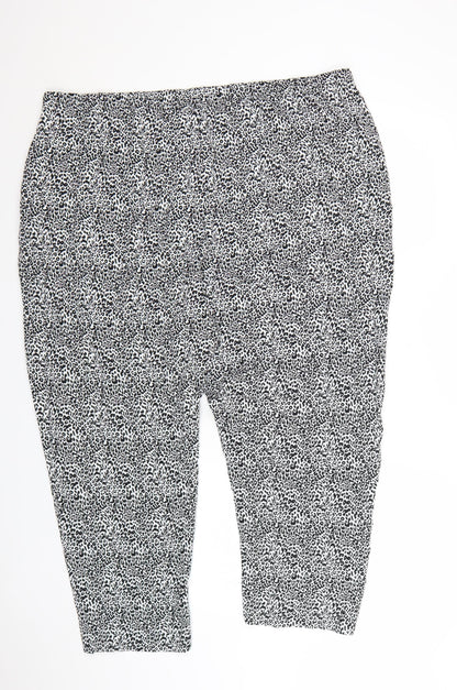 Marks and Spencer Womens Black Animal Print Cropped Trousers Size 24
