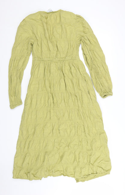 Marks and Spencer Women Green Size 8 A-Line Midi Dress