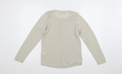 Next Women Beige Henley Knit Long Sleeve Jumper Size L