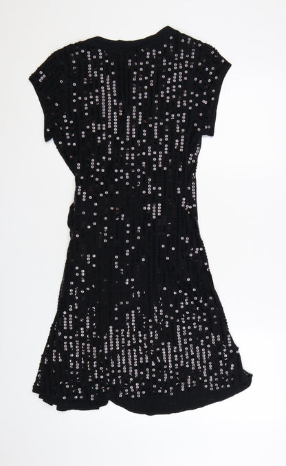Jasper Conran Jeans Women’s Black Sequin Wrap Party Dress Size 12