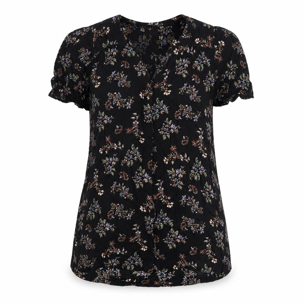 Fat Face Womens Black Floral Viscose Tunic Blouse UK 10