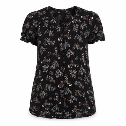 Fat Face Womens Black Floral Viscose Tunic Blouse UK 10