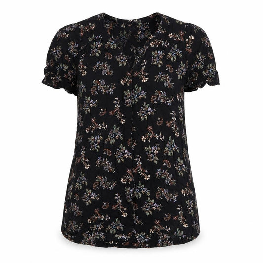 Fat Face Womens Black Floral Viscose Tunic Blouse UK 10