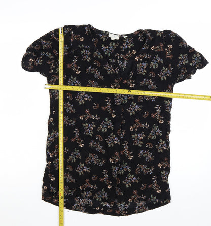 Fat Face Womens Black Floral Viscose Tunic Blouse UK 10