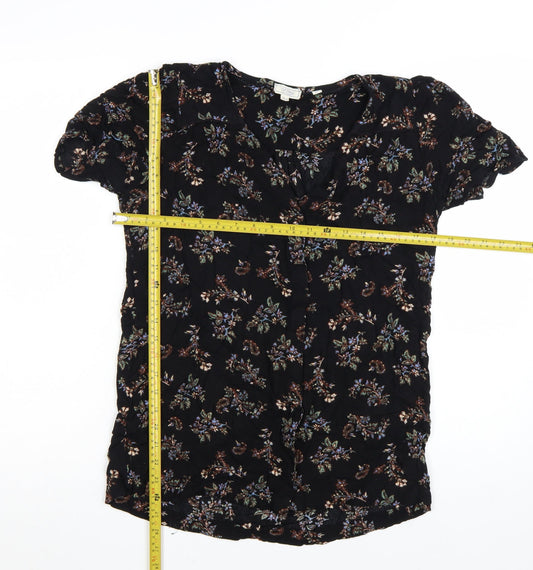 Fat Face Womens Black Floral Viscose Tunic Blouse UK 10
