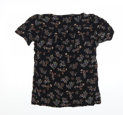 Fat Face Womens Black Floral Viscose Tunic Blouse UK 10
