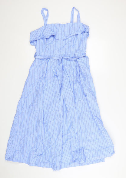 Marks and Spencer Women Blue Striped Midi A-Line Dress Size 12