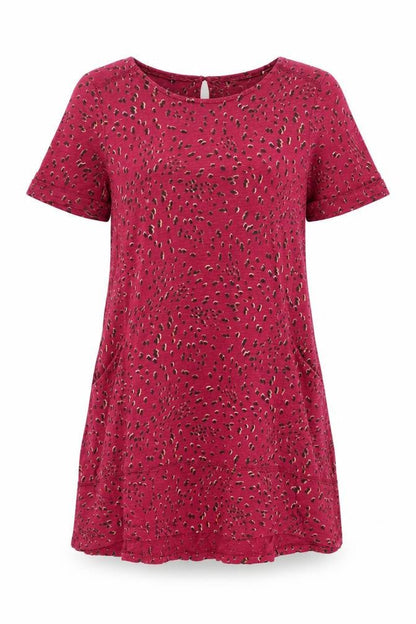 FatFace Women Pink Animal Print Shift Dress Size 10 Short Sleeve