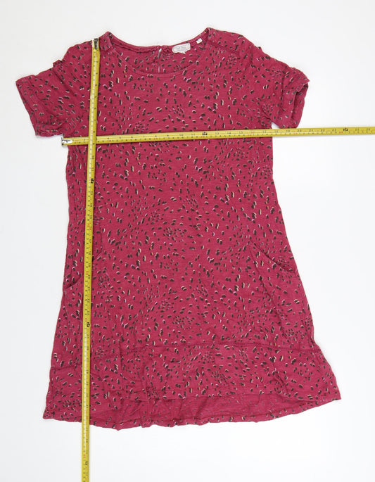 FatFace Women Pink Animal Print Shift Dress Size 10 Short Sleeve