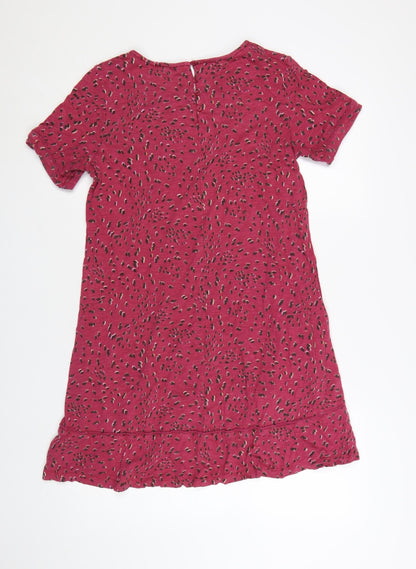 FatFace Women Pink Animal Print Shift Dress Size 10 Short Sleeve