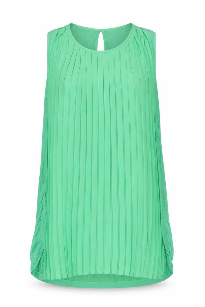 French Connection Women's Green Sleeveless Pleated Shift Dress Size 16