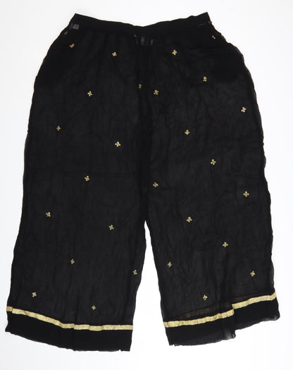 French Connection Women’s Black Embroidered Cropped Trousers Size L