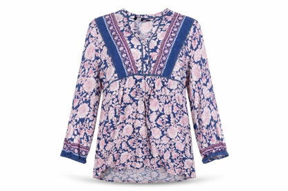 Front view of Crew Clothing Blue Floral Bohemian Short Dress, size 8