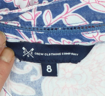 Crew Clothing Women Blue Floral Bohemian Short Dress Size 8