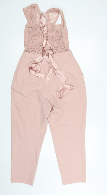 ASOS Women's Pink Lace Backless Jumpsuit Size 10 Slim Fit