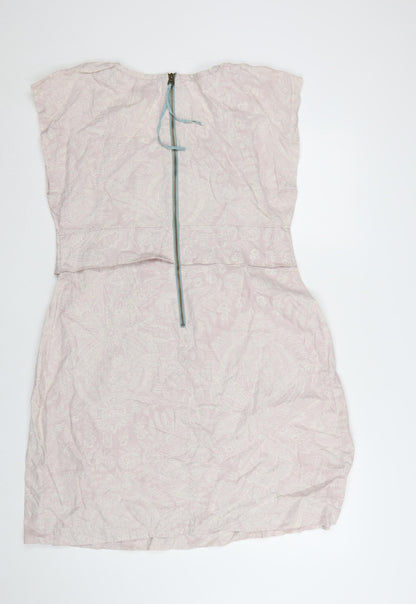 Tom Joule Women’s Pink Floral Shift Dress Size 14 Zip Casual Classic Style