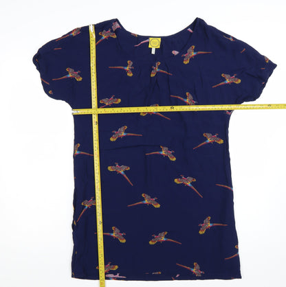 Joules Women’s Blue Bird Print Shift Dress Size 14 Short Sleeve